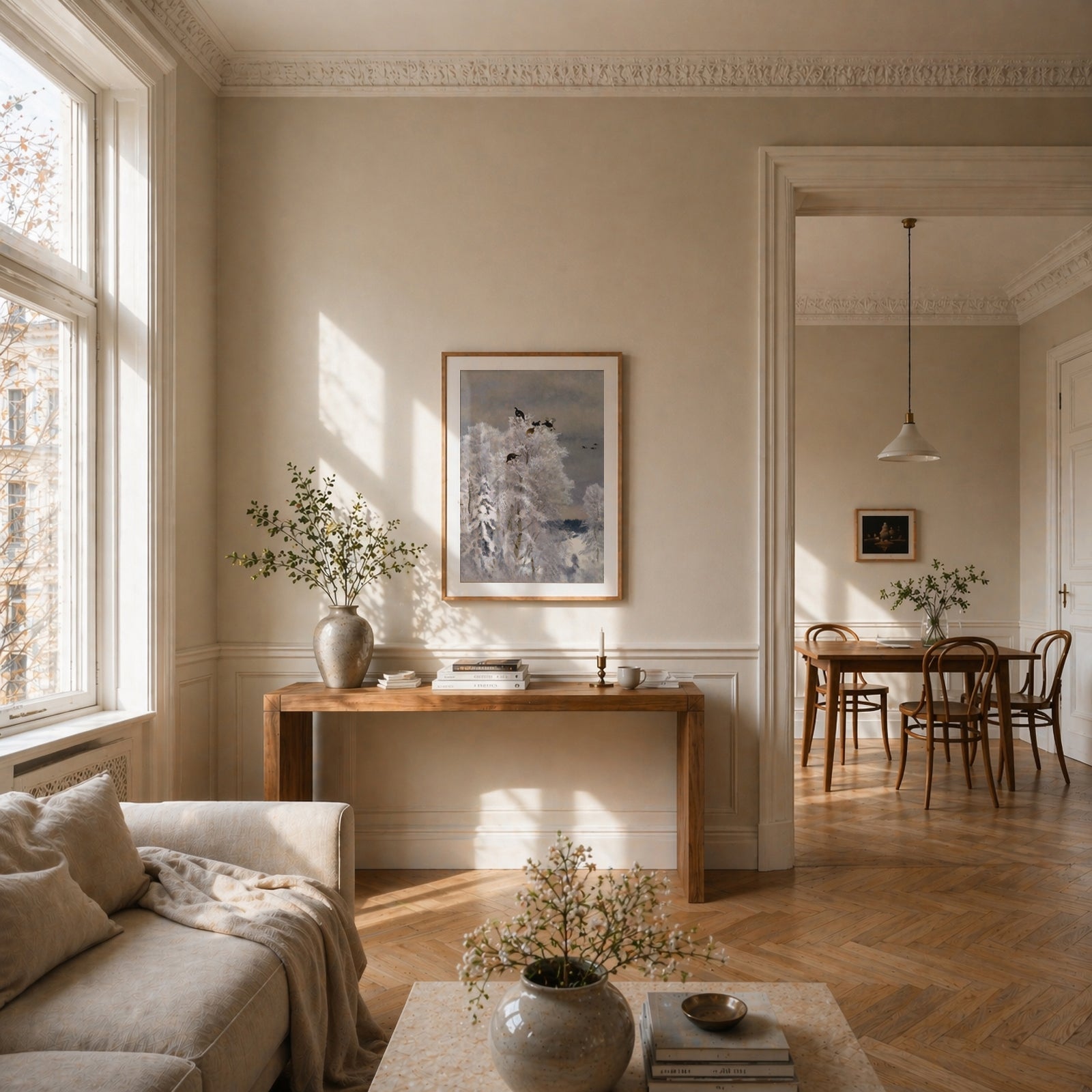 Crows by Bruno Liljefors as wall art in an inspiring interior setting