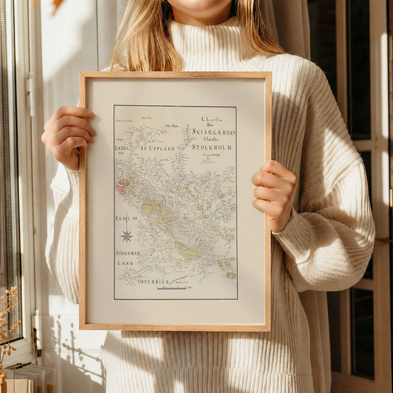 Close-up of Chart of the Archipelago outside Stockholm as a historic Stockholm poster from Historly