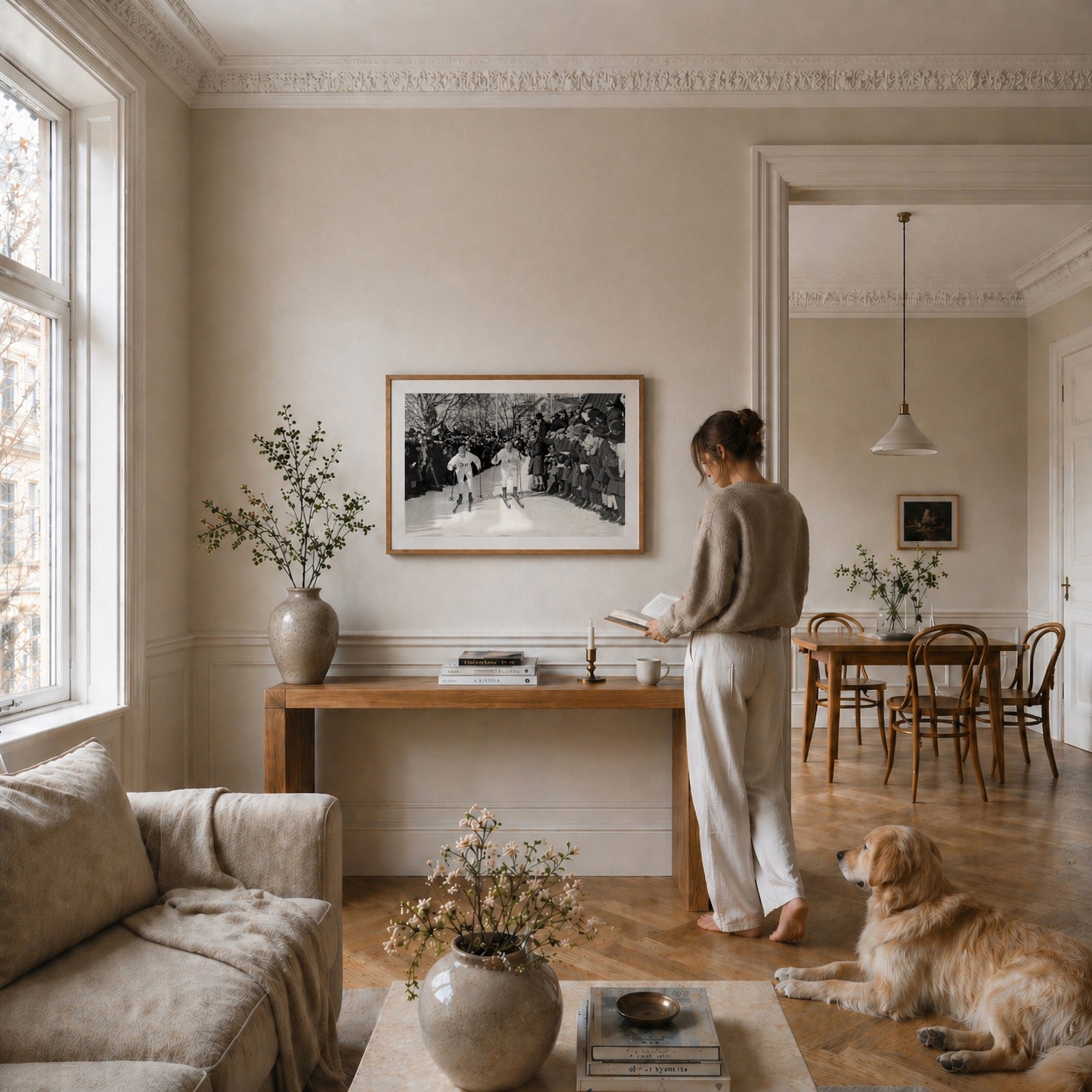 Vasaloppet as wall art in an inspiring interior setting