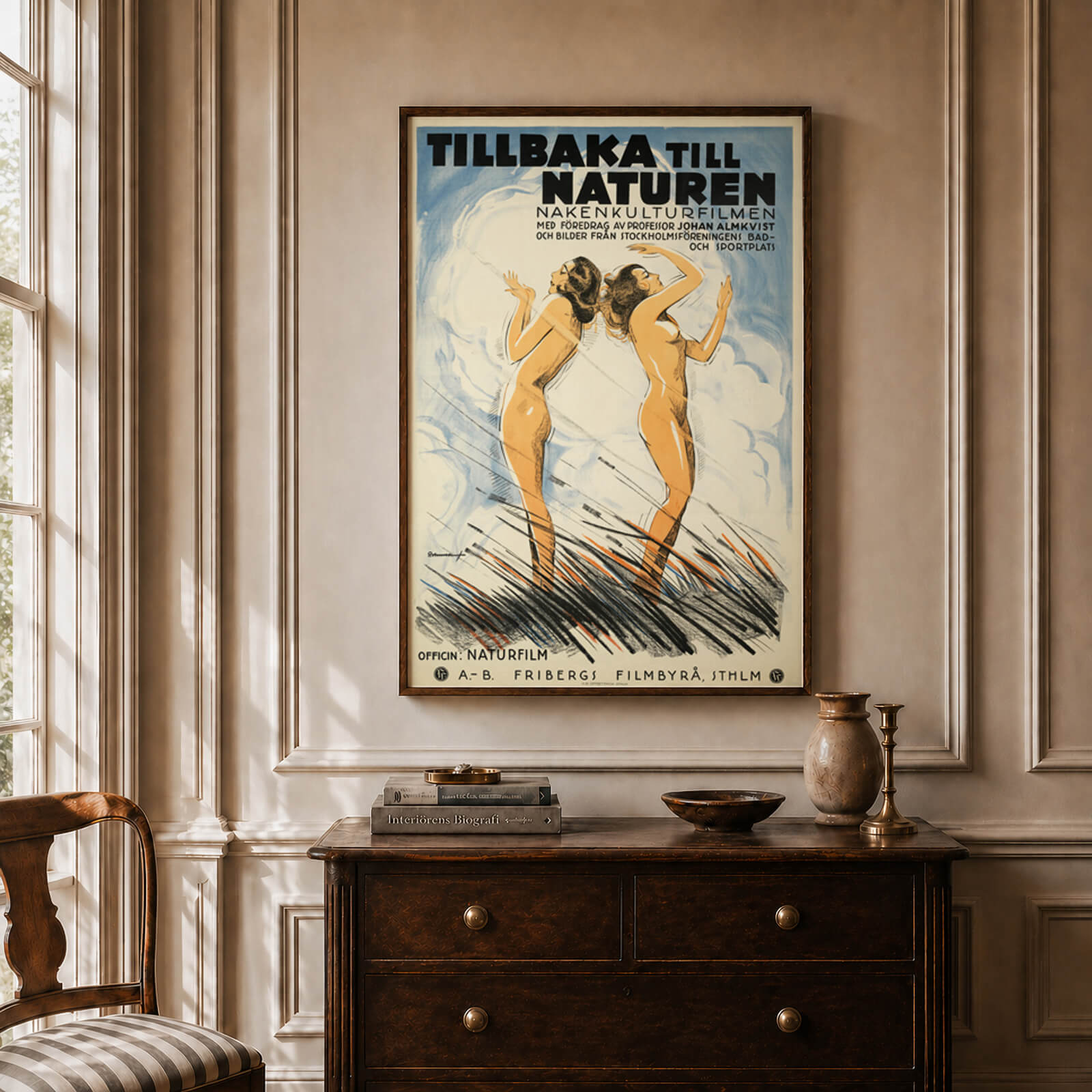 Närbild av Tillbaka till Naturen - Nakenkultur som vintageillustration och poster från Historly