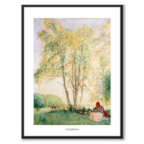 Under the Birches by Carl Larsson as an art poster from Historly – with white border and title