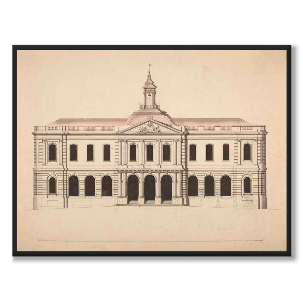 Börshuset 1776 as a vintage illustration and poster from Historly – full image without white border