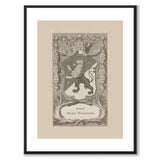 The coat of arms of Västergötland as a vintage illustration and poster from Historly – with white border without title