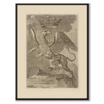 Södermanlands landskapsvapen som vintageillustration och poster från Historly – helbild utan vit kant