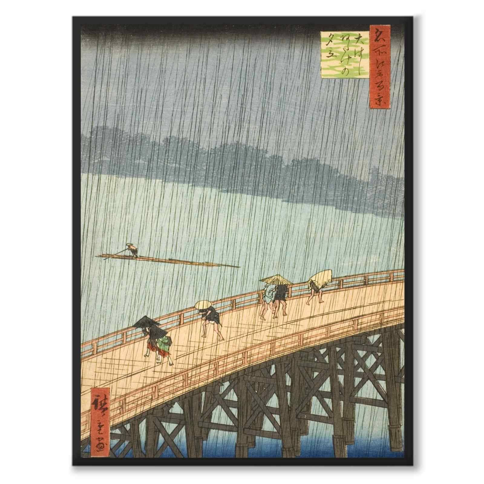 Sudden Shower av Utagawa Hiroshige som japansk poster – helbild