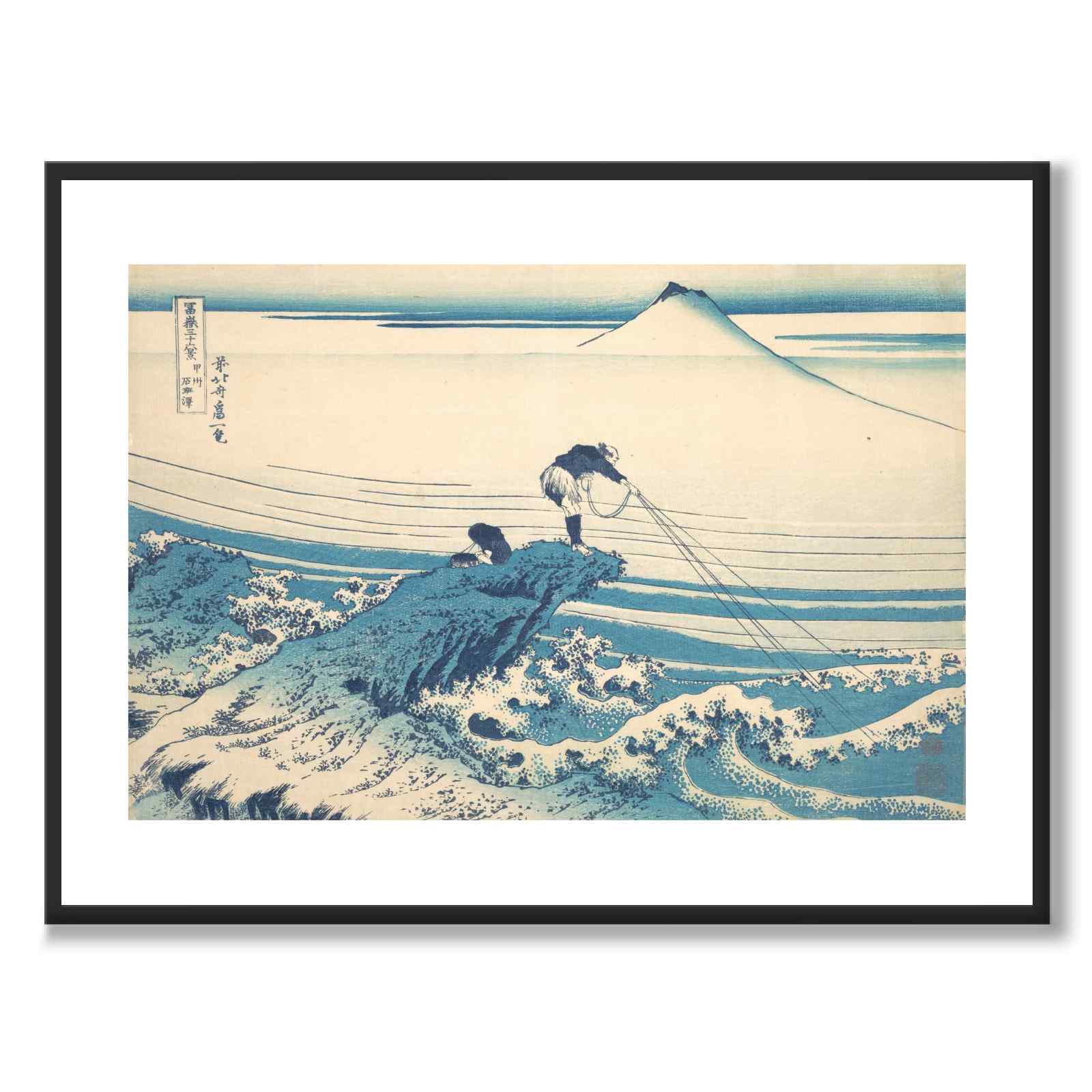 Kajikazawa in Kai Province av Katsushika Hokusai som japansk poster – med vit kant