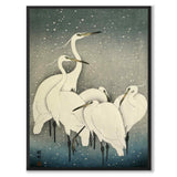 Group of Egrets in Snow av Ohara Koson som japansk poster – helbild