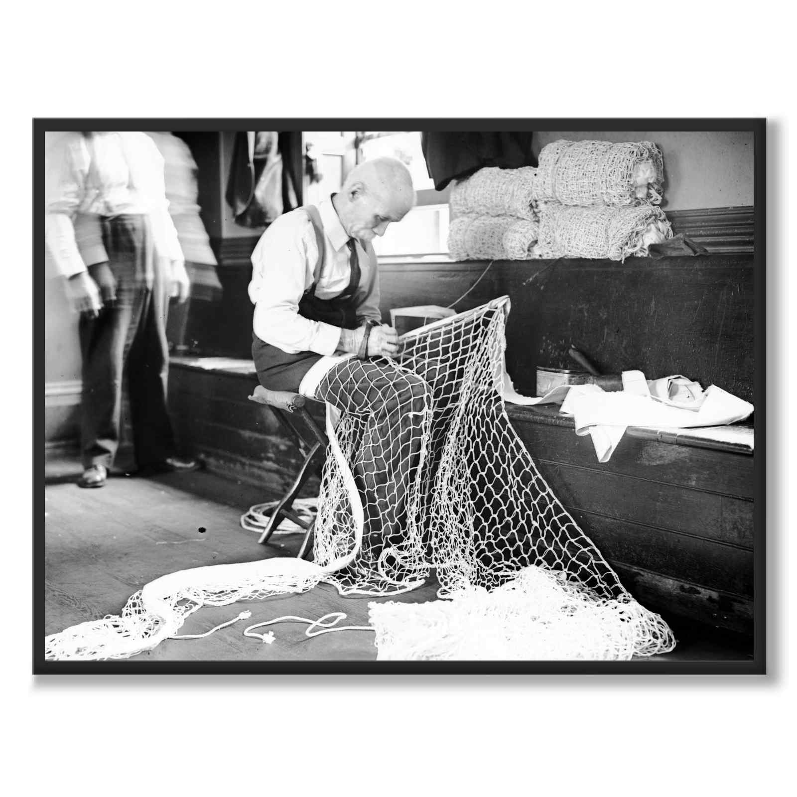 Mending Tennis Net -- Sailor's Snug Harbor by Bain News Service as a poster – full view