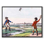 Blücher og Wellington spiller badminton med Napoleon, 1815 av Johann Michael Voltz som plakat – helbilde