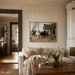 A Team of Horses Outside an Inn by Otto Bache in a Historly setting