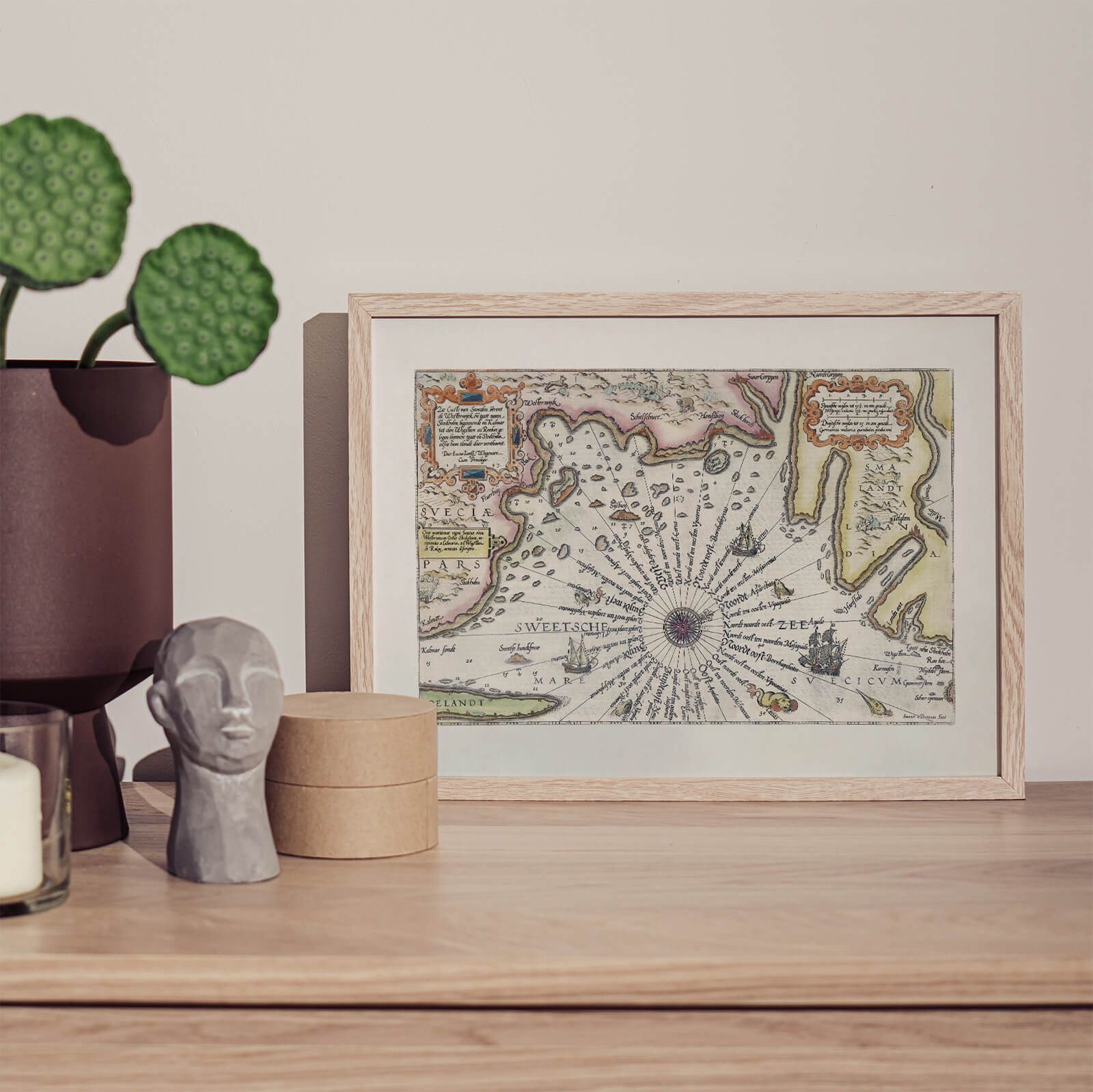 Swedish East Coast 1580 as wall art in an inspiring interior setting