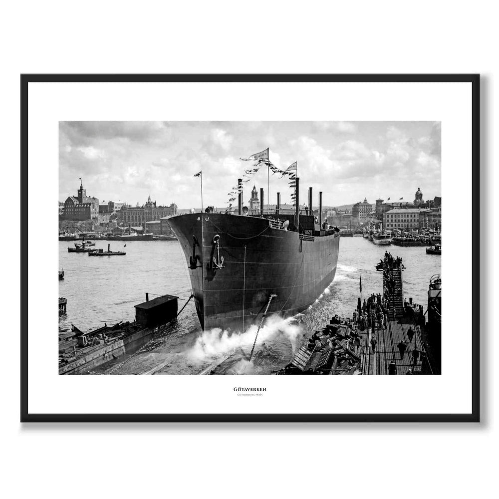 Götaverken 1930 as a historic Gothenburg poster from Historly – with white border and title