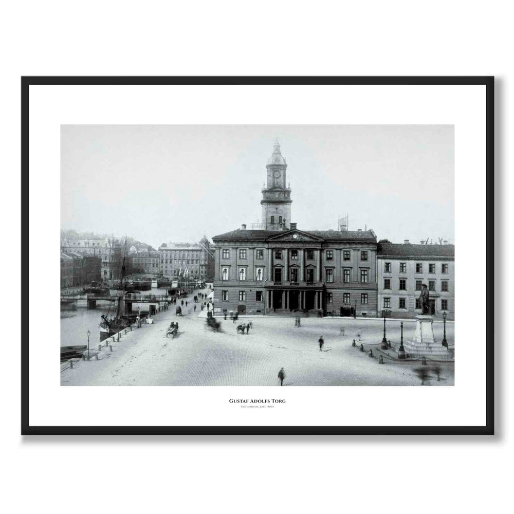 Gustaf Adolfs Torg as a historic Gothenburg poster from Historly – with white border and title