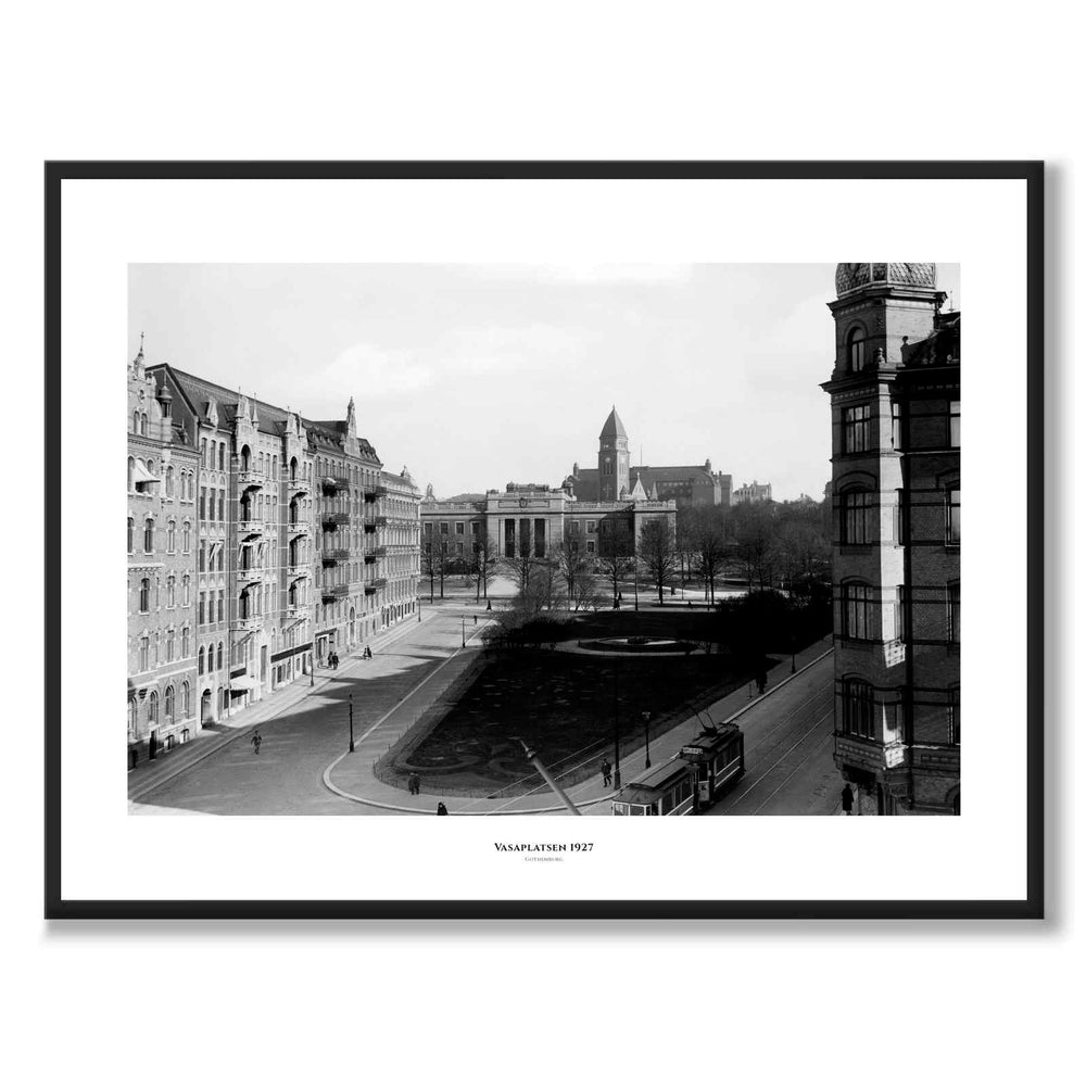 Vasaplatsen 1927 as a historic Gothenburg poster from Historly – with white border and title