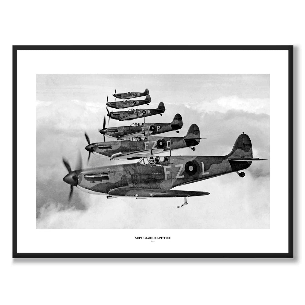 Supermarine Spitfire as a historic photograph and poster from Historly – with white border and title