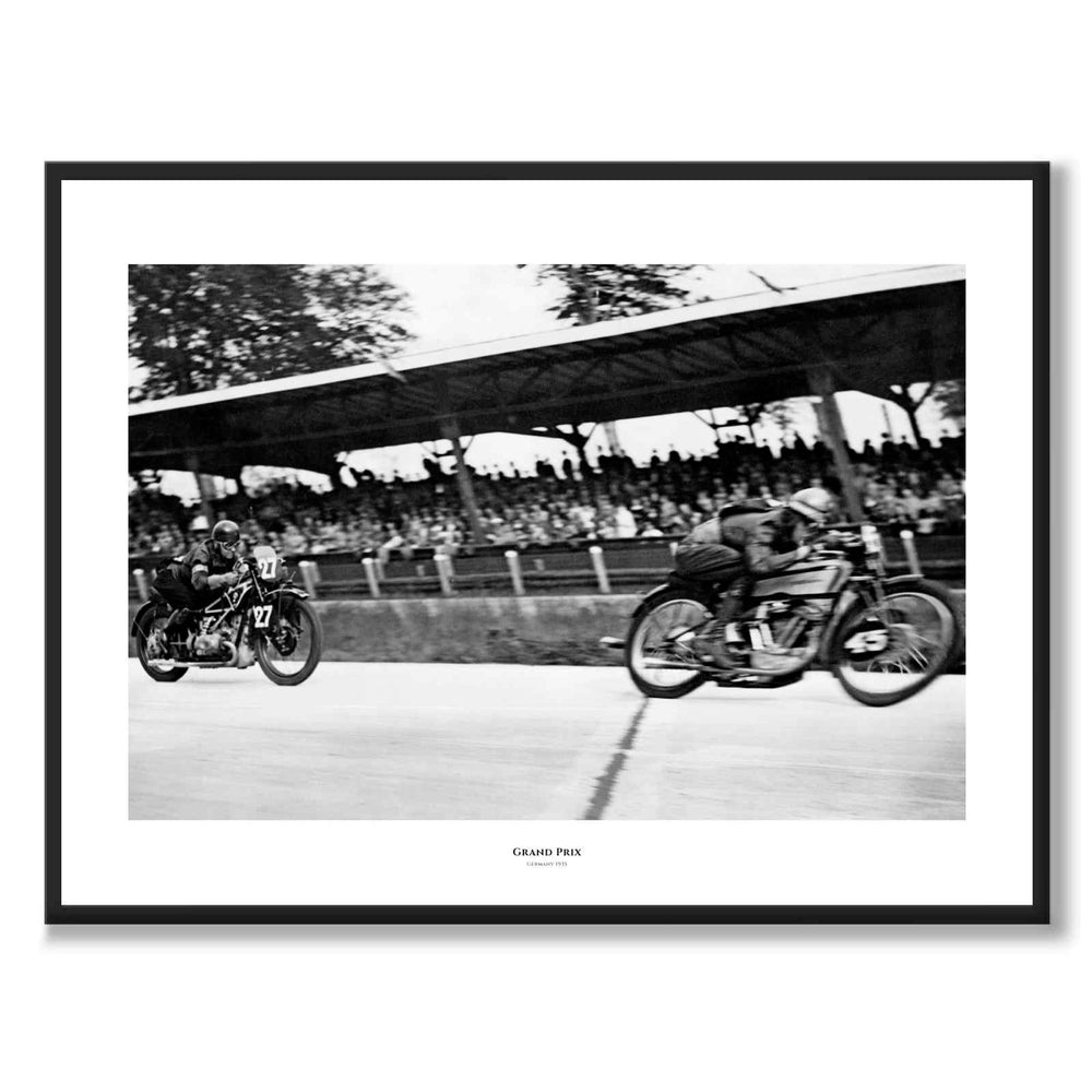 Grand Prix as a historic photograph and poster from Historly – with white border and title