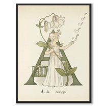 Princes' Flower Alphabet A-M by Ottilia Adelborg as a poster for a children's room from Historly – full image without white border
