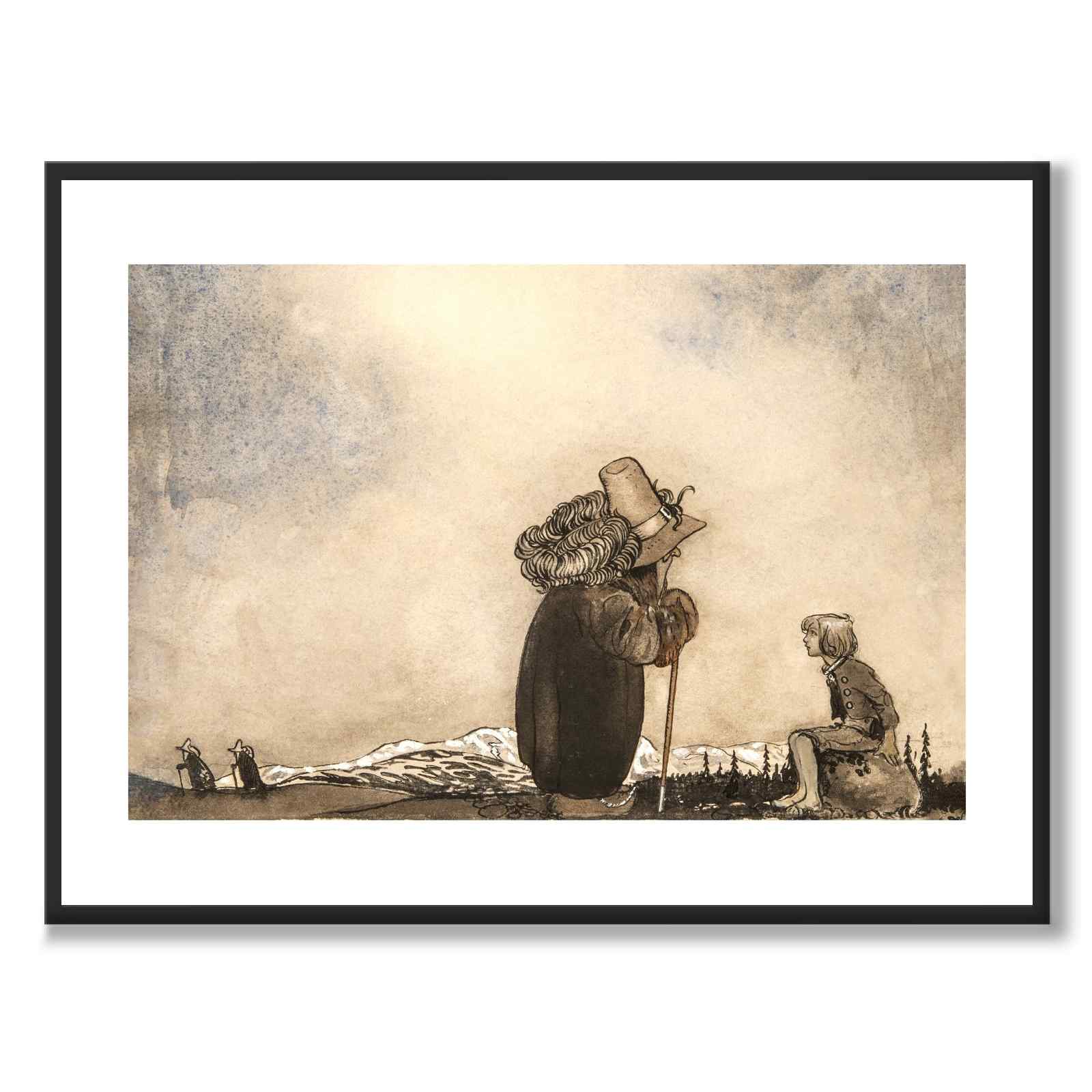 Gammel mann snakker med gutt