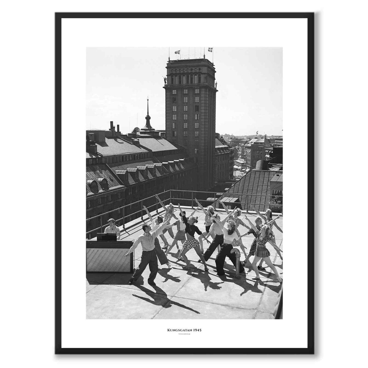 Kungsgatan 1945 as a historic Stockholm poster from Historly – with white border and title