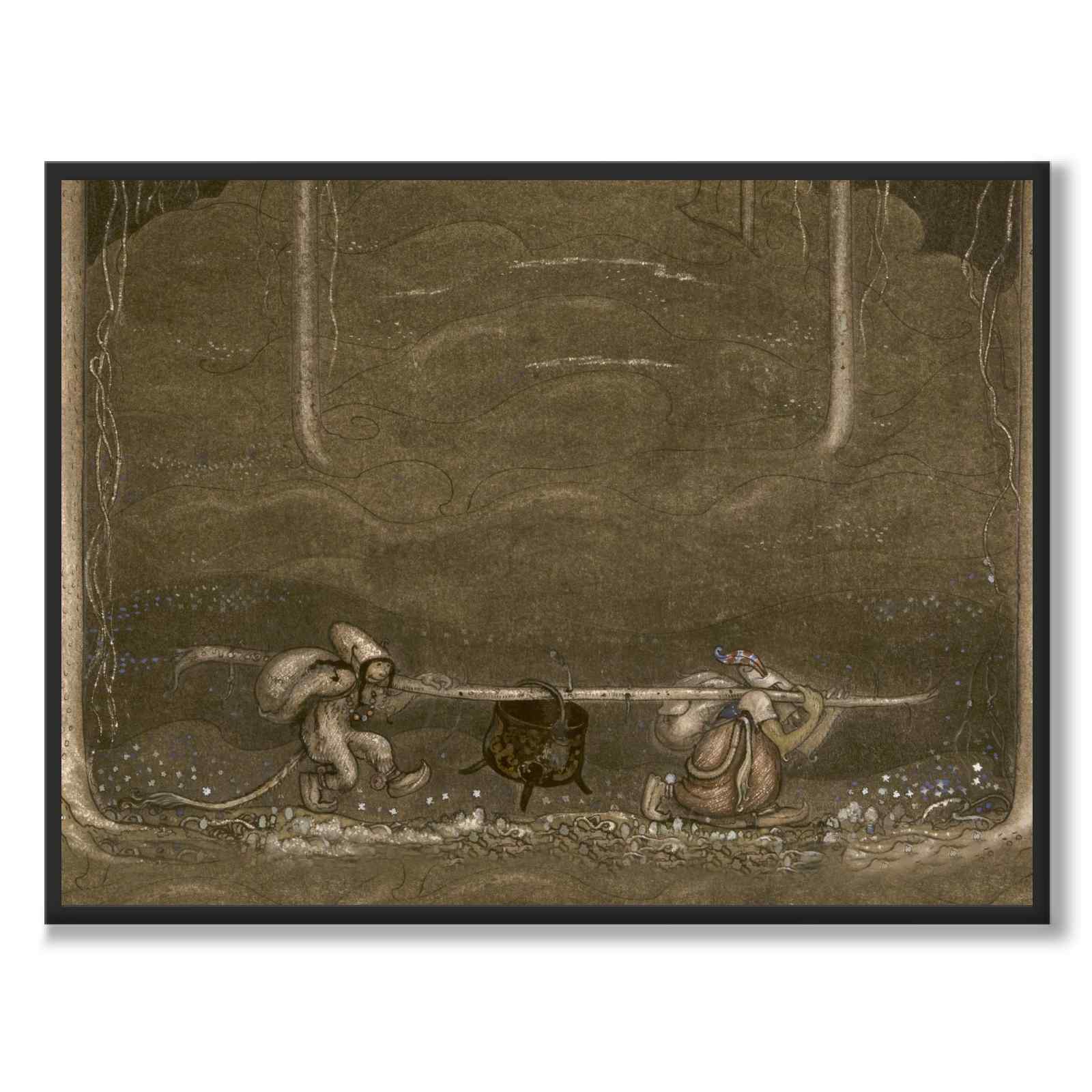 Da kvelden kom, gled trollkvinnen og gutten ut av fjellet