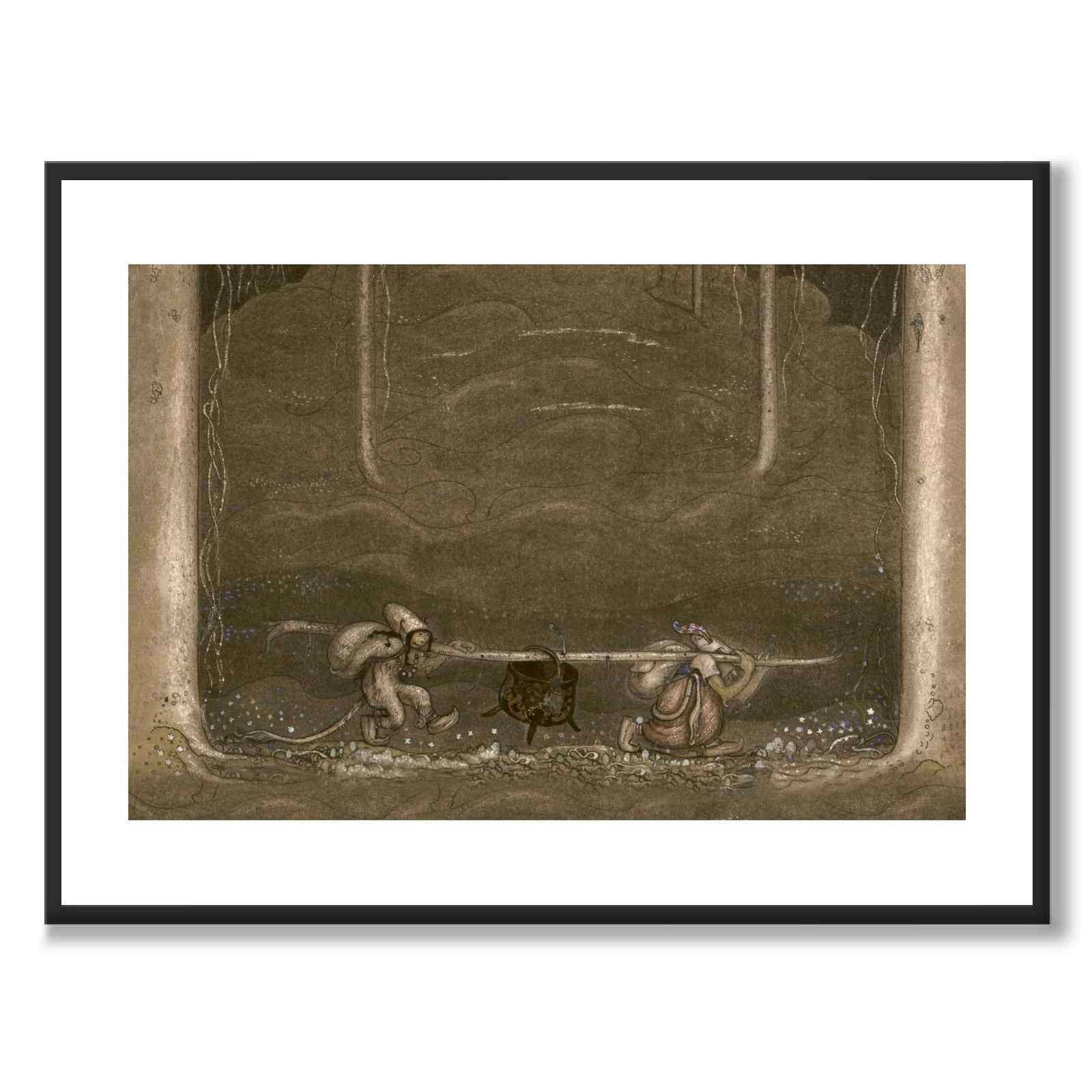 Da kvelden kom, gled trollkvinnen og gutten ut av fjellet