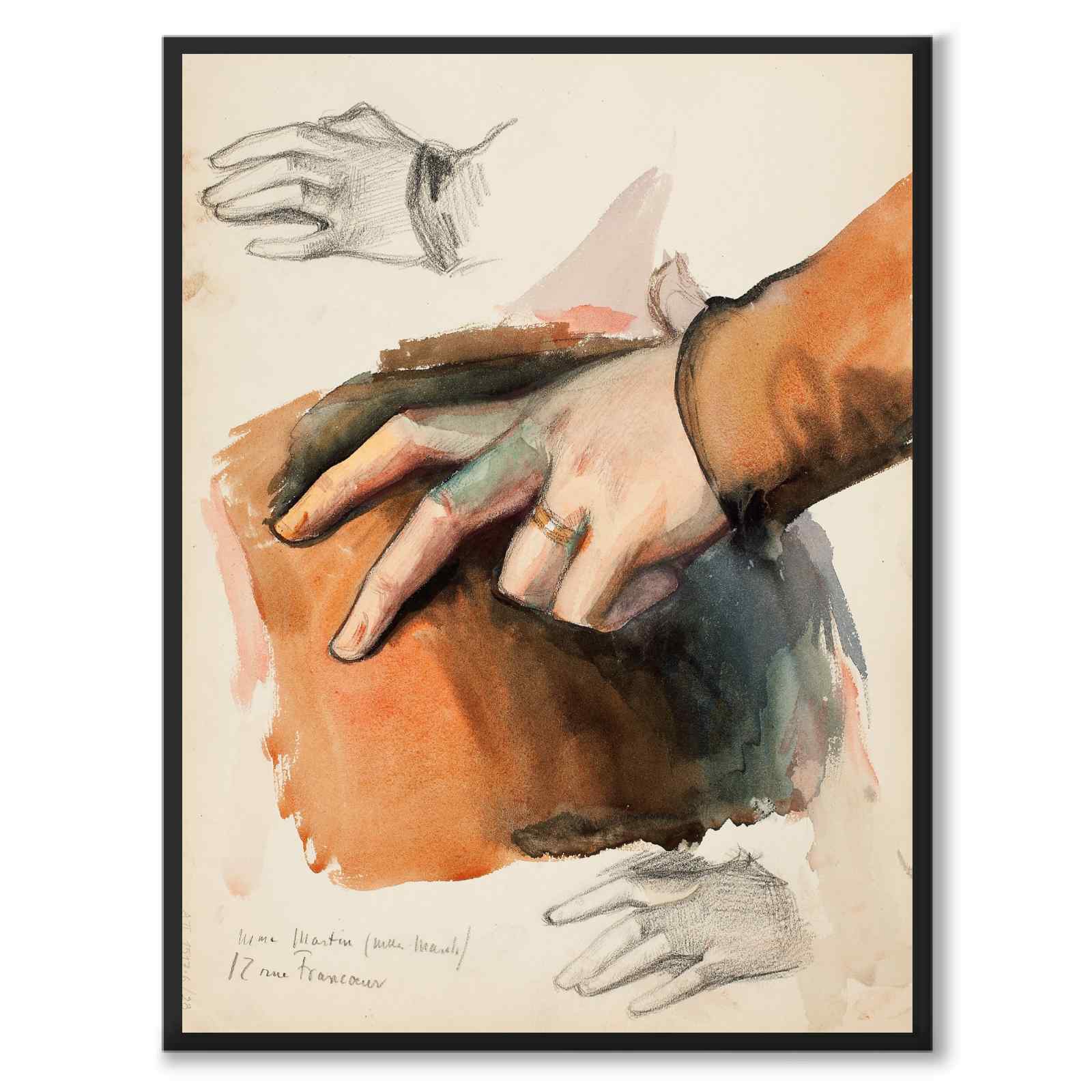 Detaljert studie av en hånd