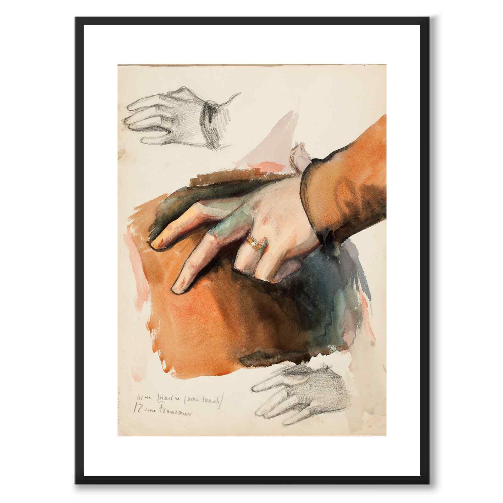 Detaljert studie av en hånd