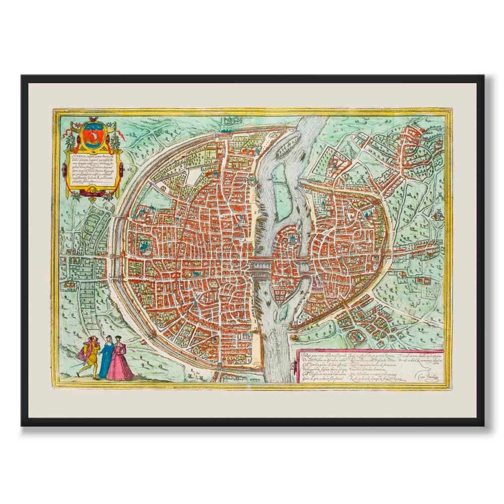 Paris 1572 as a historic map and poster from Historly – full image without white border