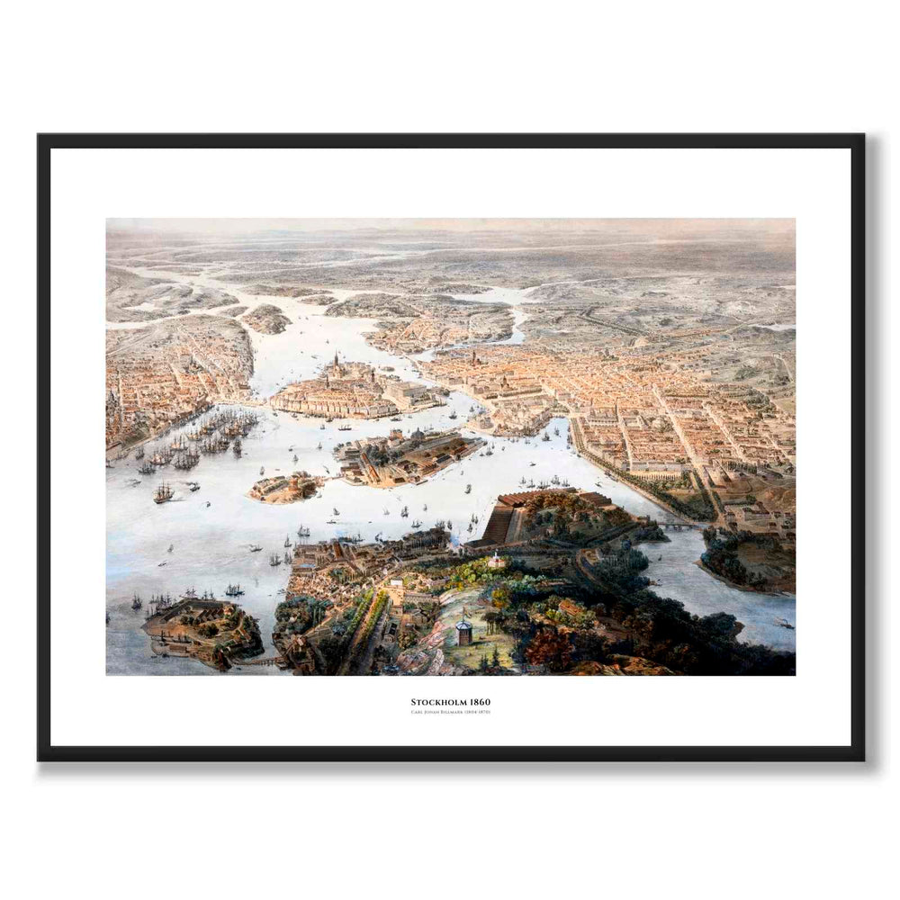 Stockholm 1860 as a historic Stockholm poster from Historly – with white border and title