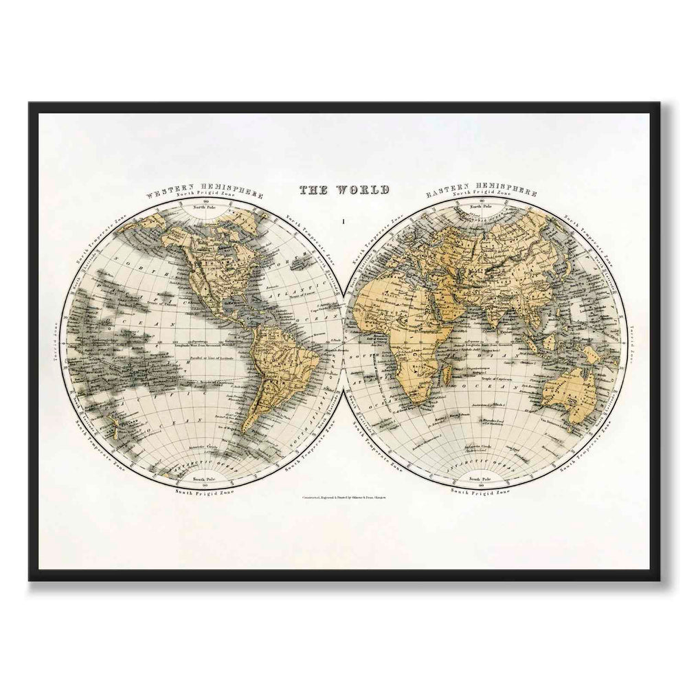 The World 1859 as a historical map and poster from Historly – full image without white border