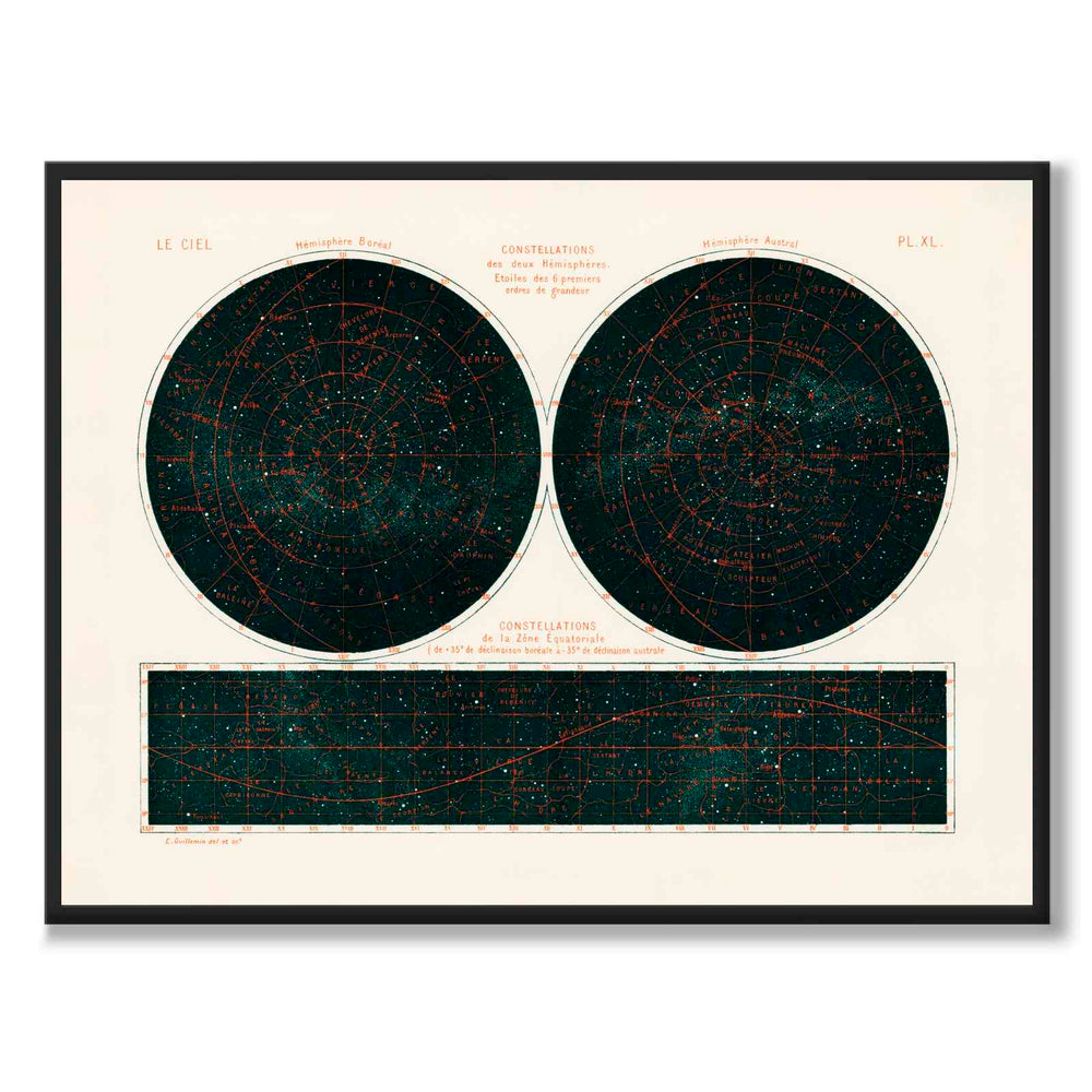 Celestial Chart 1877 as a historic map and poster from Historly – full image without white border