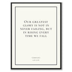 Confucius - Our greatest glory is not in never failing, but in rising every time we fall - Historly AB